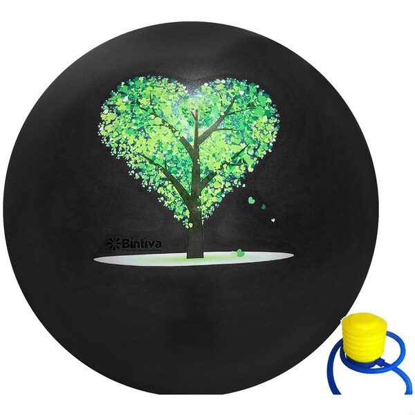 Bintiva Exercise Ball with Stabilizing Sand, 55cm, Black - BN-SANDBALL-55BLK-BT