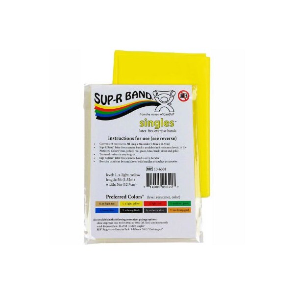 Fabrication Enterprises Sup-R BandÂ Latex Free Exercise Band, 5' Strip, Yellow, 1/PK - 1607707