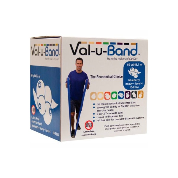 Fabrication Enterprises Val-u-Band Latex Free Exercise Band, Blueberry - Level 4, 50 Yard Roll/Box - 1543060