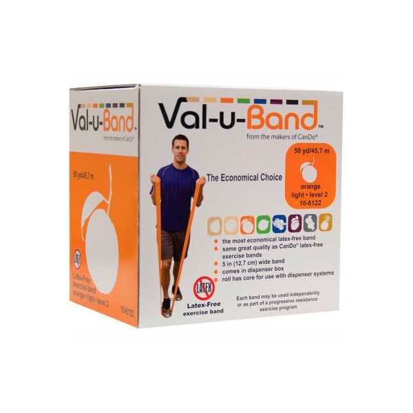 Fabrication Enterprises Val-u-Band Latex Free Exercise Band, Orange - Level 2, 50 Yard Roll/Box - 1542329