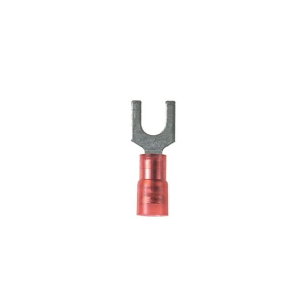 Panduit 22-18 AWG Nylon Fork Terminal 1/4" Stud PK100, Insulation Color: Red - PNF18-14F-C