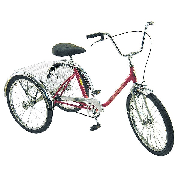 Worksman Tricycle, Rear Basket, 24 In Wheel, Yellow - EXEC-CB-YEL
