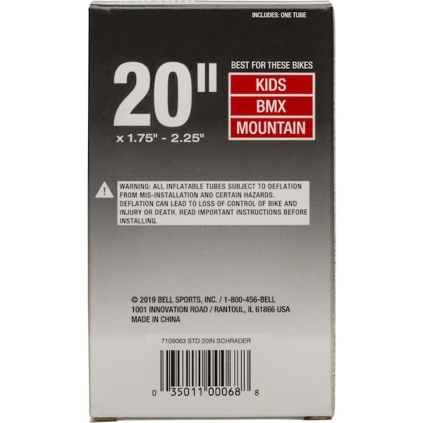 Bell Sports Bell Sports 20 in. Rubber Bicycle Inner Tube 1 pk - 7015357