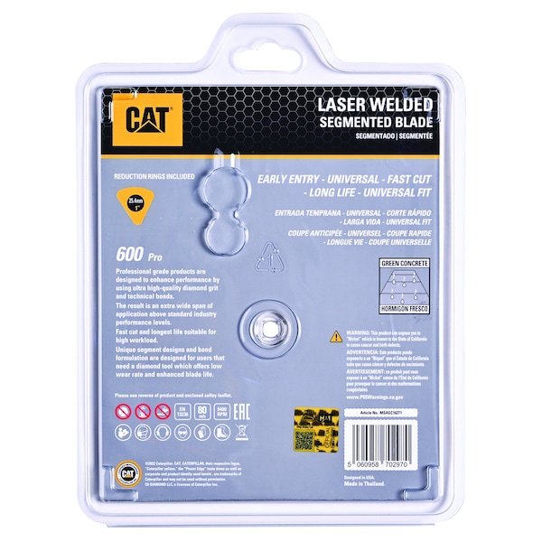 Caterpillar 600 Pro Early Entry Soft Aggregate Silent Green Concrete Diamond Blade 6 3/8-In - 162mm Orange - DA33051U