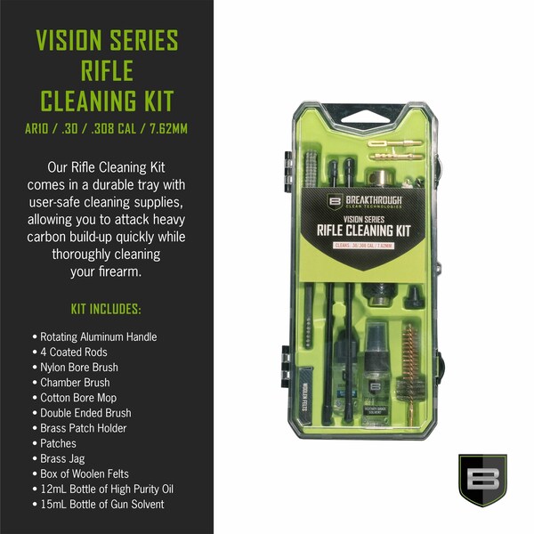 Breakthrough Clean Technologies Vision Series Rifle Cleaning Kit, AR-10 & .30 Caliber, Multi-Color - BT-CCC-AR10