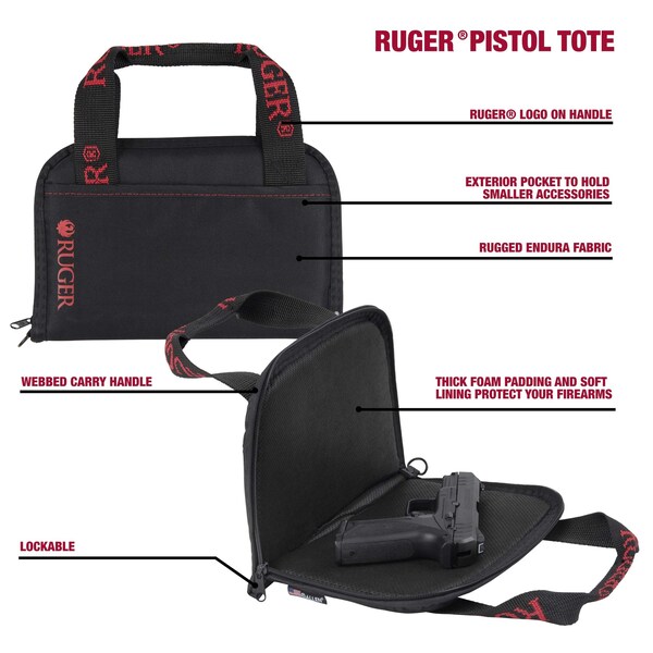 Ruger 11 in. Pistol Tote with Pocket, Black - 3645