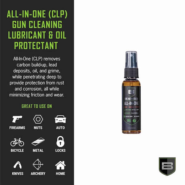 Breakthrough Clean Technologies Battle Born Bio-Synthetic All-In-One CLP Cleaner, Lubricant, & Protectant, 2oz Bottle - BB-AIO-2OZ