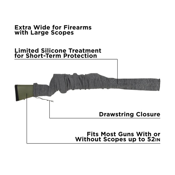 Allen Co 52 in. Gun Sock, Extra Wide Firearms with Large Scopes, Heather Gray - 13105
