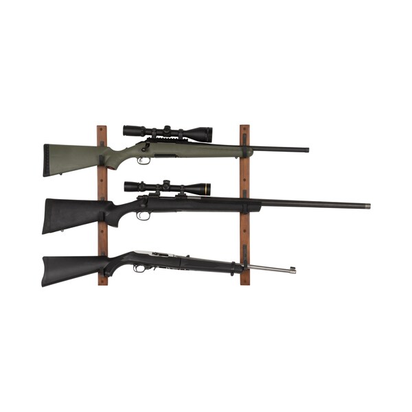 Allen Co Gun Collector Hardwood Gun Rack, Holds 3-Firearms, Brown/Black - 5656