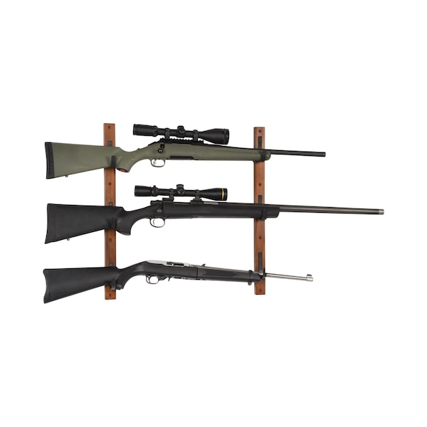 Allen Co Gun Collector Hardwood Gun Rack, Holds 3-Firearms, Brown/Black - 5656