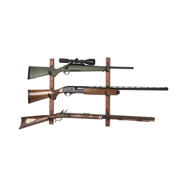 Allen Co Gun Collector Hardwood Gun Rack, Holds 3-Firearms, Brown/Black - 5656