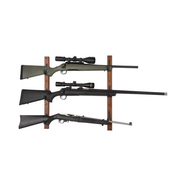Allen Co Gun Collector Hardwood Gun Rack, Holds 3-Firearms, Brown/Black - 5656