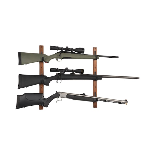 Allen Co Gun Collector Hardwood Gun Rack, Holds 3-Firearms, Brown/Black - 5656