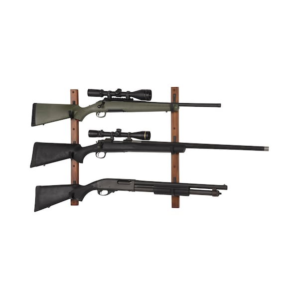 Allen Co Gun Collector Hardwood Gun Rack, Holds 3-Firearms, Brown/Black - 5656