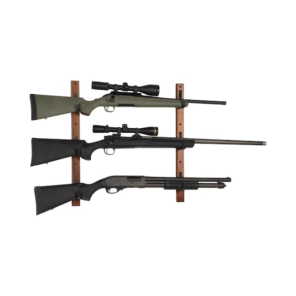 Allen Co Gun Collector Hardwood Gun Rack, Holds 3-Firearms, Brown/Black - 5656