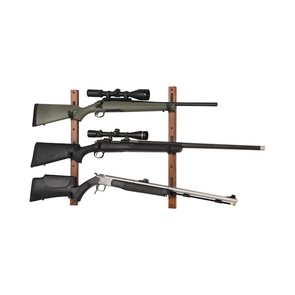 Allen Co Gun Collector Hardwood Gun Rack, Holds 3-Firearms, Brown/Black - 5656