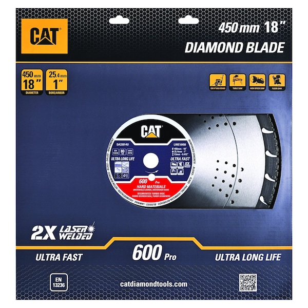 Caterpillar 600 Pro Segmented Laser Welded Hard Materials Diamond Blade 18-In - 450mm - DA33014U