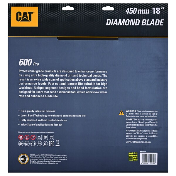 Caterpillar 600 Pro Segmented Laser Welded Hard Materials Diamond Blade 18-In - 450mm - DA33014U