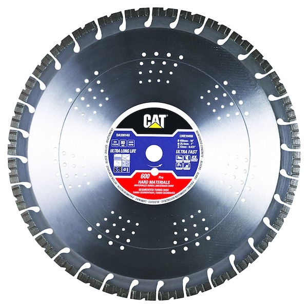 Caterpillar 600 Pro Segmented Laser Welded Hard Materials Diamond Blade 18-In - 450mm - DA33014U