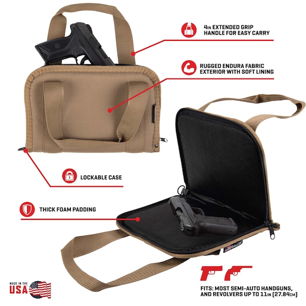 Allen Co Pistol Tote, Most Semi-Auto Handguns & Revolvers, FDE - 3642