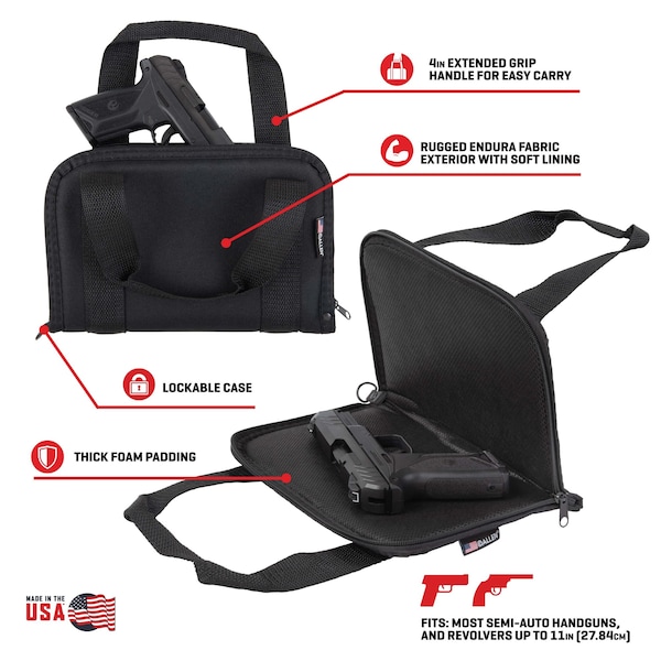Allen Co Pistol Tote, Most Semi-Auto Handguns & Revolvers, Black - 3640