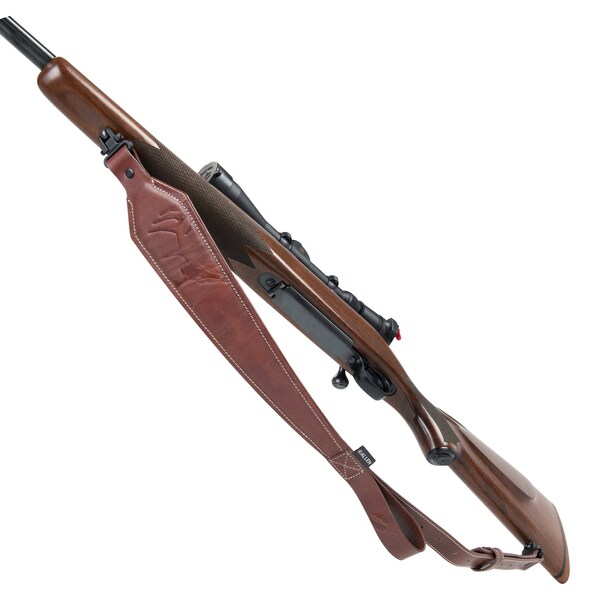 Allen Co Heritage Deer Deboss Leather Rifle Sling, Brown - 8510
