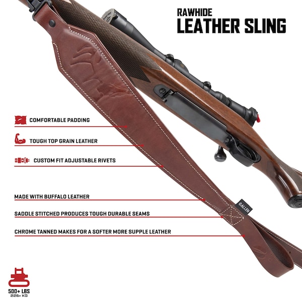 Allen Co Heritage Deer Deboss Leather Rifle Sling, Brown - 8510