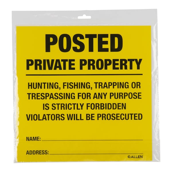 Allen Co Posted No Trespassing Sign, 12PK - 15824
