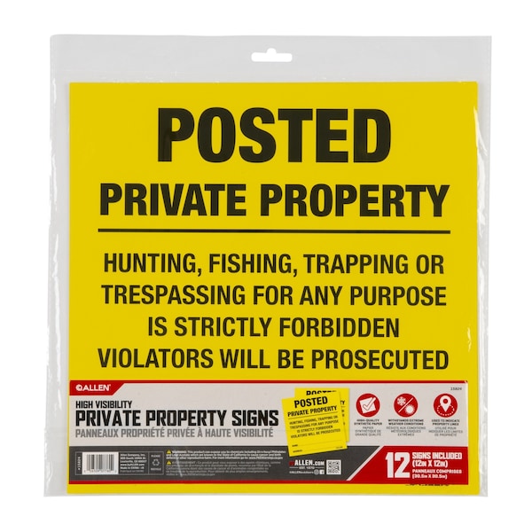 Allen Co Posted No Trespassing Sign, 12PK - 15824