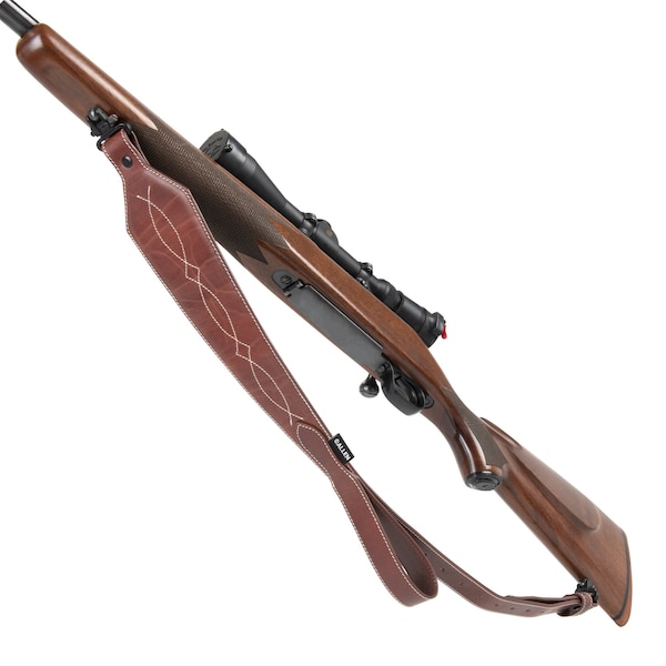 Allen Co Heritage Western Scallop Leather Rifle Sling, Brown - 8508