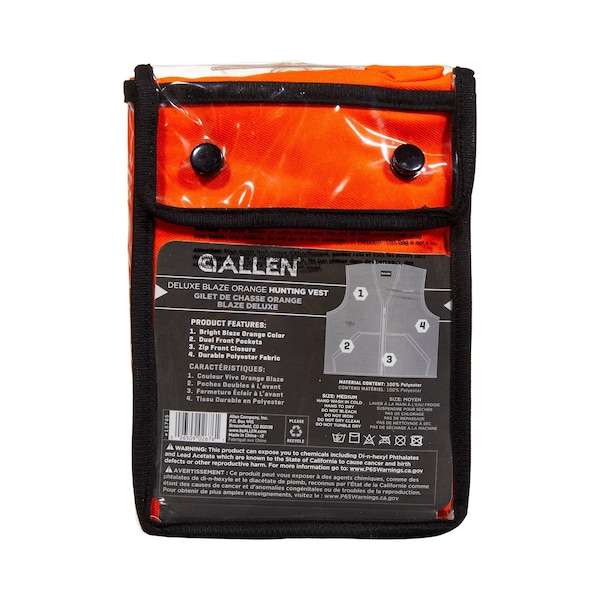 Allen Co Deluxe Blaze Orange Safety & Hunting Vest, Medium - 15765