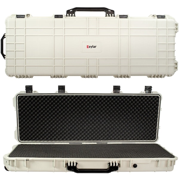 Eylar 38in Roller Hard Rifle Case Waterproof w/ Foam White - SA00013-WHI
