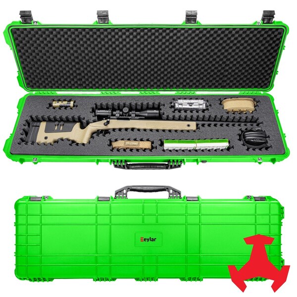 Eylar 53in Hard Rifle Case Equipped With Ragar Reconfigurable & Reusable XP Crosslinked Foam Insert - SA00015-NGRN-RG-XP