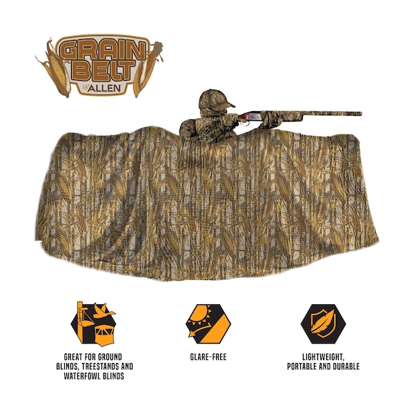 Vanish Camo Burlap, Glare-Free Hunting Blind Material, 12' x 54 in., Natural & Grain Belt - 25335