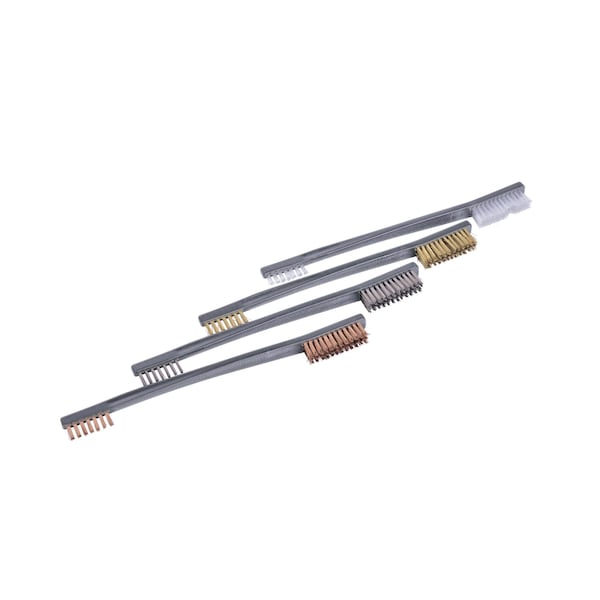 Breakthrough Clean Technologies Double-Ended Brush Set - Nylon, Phosphorus Bronze, Brass, & Stainless Steel - BT-DEB-4PK