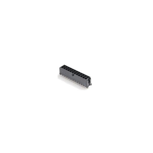 Molex Board Connector, 24 Contact(S), 2 Row(S), Male, Straight, Solder Terminal, Locking, Black - 430452429
