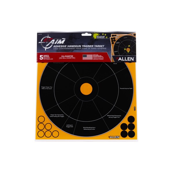 Ezaim Adhesive Splash Reactive Paper Shooting Trgets, Handgun Trainer, 12-in. W x 12-in. H, Blk/Orng, 5PK - 15248