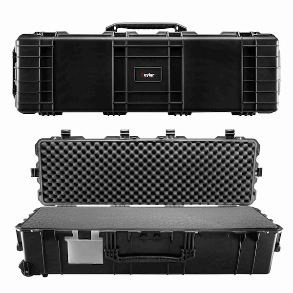 Eylar XXL 50in Deep Heavy Transport Stacker Roller Rifle Hard Case Waterproof w/ Foam Black - SA00067