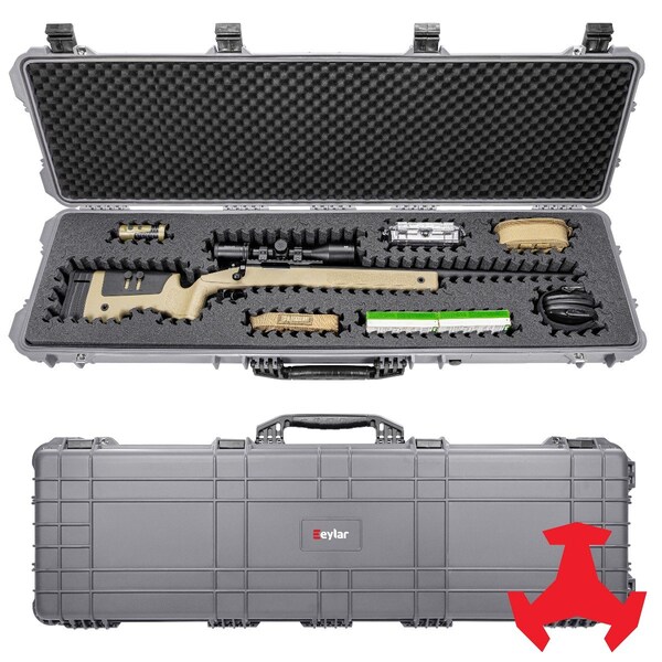 Eylar 53in Hard Rifle Case Equipped With Ragar Reconfigurable & Reusable XP Crosslinked Foam Insert - SA00015-GRA-RG-XP