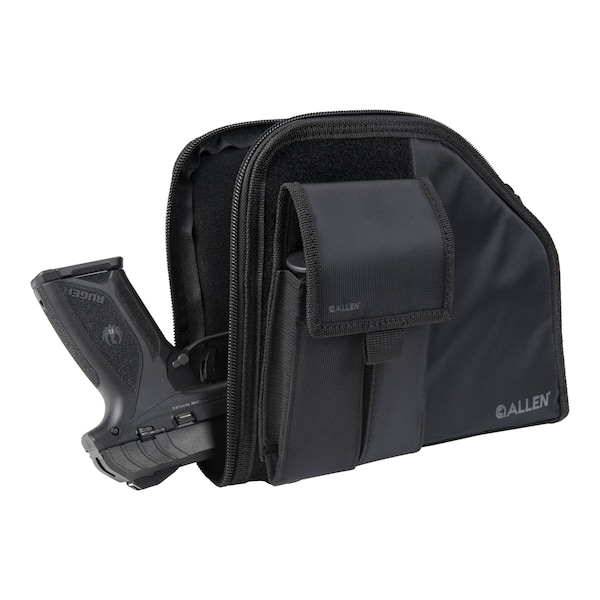 Allen Co Pistol Case with Mag Pouch, Full-Size Handguns up to 9.5 in., Black - 78-9