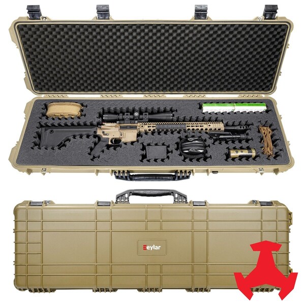 Eylar 48in Hard Rifle Case Equipped With Ragar Reconfigurable & Reusable XP Crosslinked Foam Insert - SA00014-TAN-RG-XP