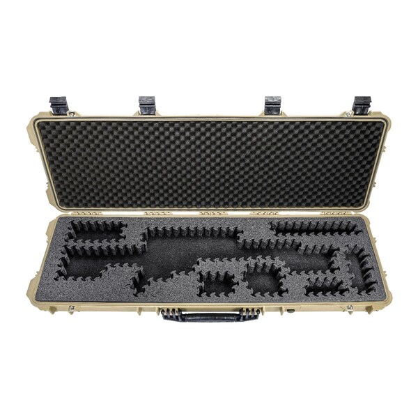Eylar 48in Hard Rifle Case Equipped With Ragar Reconfigurable & Reusable XP Crosslinked Foam Insert - SA00014-TAN-RG-XP