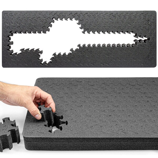 Eylar 38in Hard Rifle Case Equipped With Ragar Reconfigurable & Reusable XP Crosslinked Foam Insert - SA00013-BLK-RG-XP