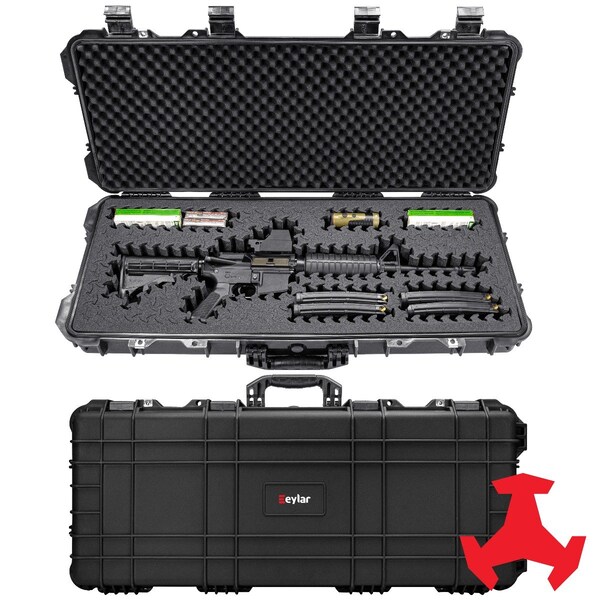 Eylar 38in Hard Rifle Case Equipped With Ragar Reconfigurable & Reusable XP Crosslinked Foam Insert - SA00013-BLK-RG-XP