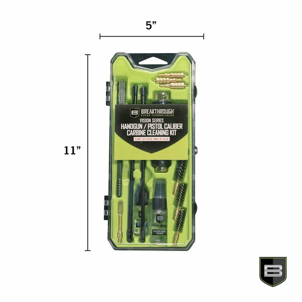 Breakthrough Clean Technologies Vision Series Multi-Caliber Handgun Cleaning Kit, 9mm, .35, .38, .40, & .45 Caliber, Multi-Color - BT-CCC-HG/PCC
