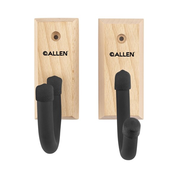 Allen Co Defender Hooks with Wooden Mounting Plaque, 2-Hooks Per Pack, Black - 5654