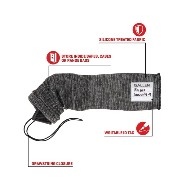 Allen Co 14-in. Gun Sock with Writeable ID Label, 14-in. Handguns & Revolvers, Gray - 13170