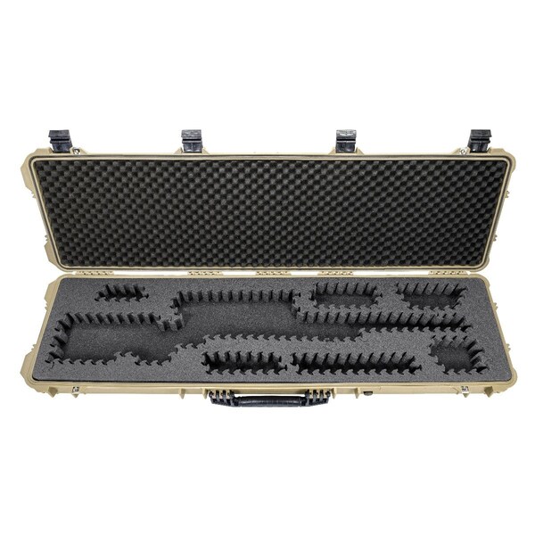 Eylar 53in Hard Rifle Case Equipped With Ragar Reconfigurable & Reusable XP Crosslinked Foam Insert - SA00015-TAN-RG-XP