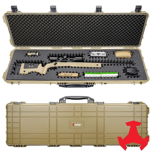 Eylar 53in Hard Rifle Case Equipped With Ragar Reconfigurable & Reusable XP Crosslinked Foam Insert - SA00015-TAN-RG-XP