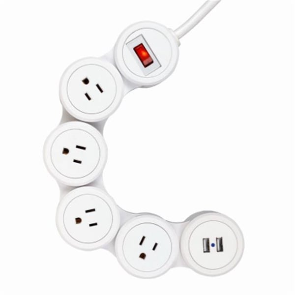 Globe Electric Globe Electric 229068 3.1A Flexible Power Strip - White - 229068